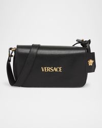 Versace Tag Mini Flap Leather Shoulder Bag