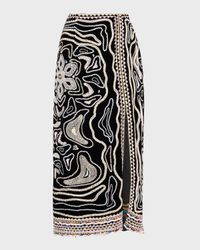 Adara Embellished Silk-Blend Midi Skirt