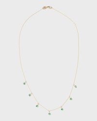18K Yellow Gold Emerald 7-Dangle Necklace