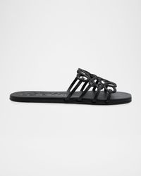 Petal Leather Anagram Slide Sandals
