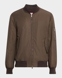 Men's Water-Resistant Nylon Bomber Jacket