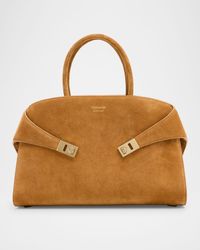 Medium Hug Suede Top-Handle Bag
