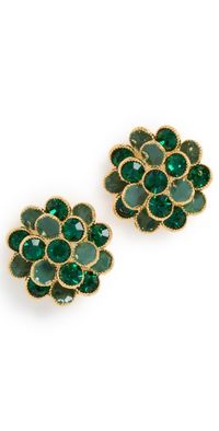 By Adina Eden Colored Beaded Flower Stud Earrings Green One Size
