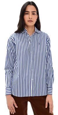 Polo Ralph Lauren Long Sleeve Button Down Shirt 1323 Fall Royal/White L