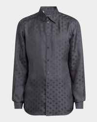 Men's Silk Jacquard Logo Martini-Fit Sport Shirt