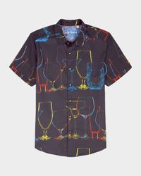 Men's Neon Nights Satin Short-Sleeve Shirt