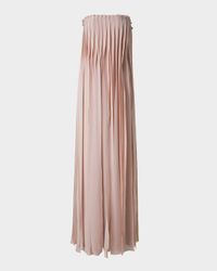 Strapless Silk Georgette Ribbon Gown