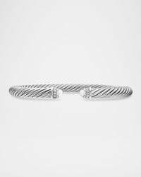 Cable Bracelet with Diamonds in Silver, 5mm