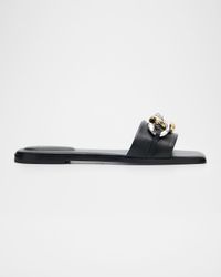 Arlo Chain Leather Flat Slides