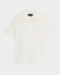 Men's Textured Cotton Grid Check Camp Shirt