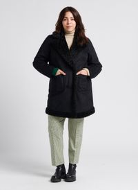 Persona By Marina Rinaldi - Manteau long réversible à col peluche - Taille 27 - Noir