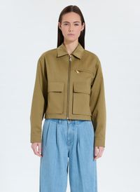 Zapa - Manteau droit en coton bio mélangé - Taille 5 - Kaki