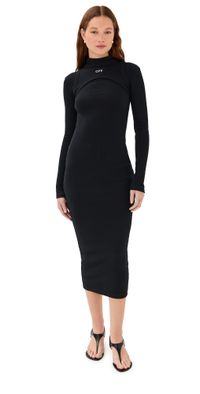 Off-White Off Stamp Rib Round Long Dress Black/White 42