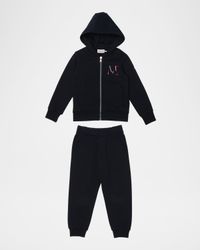 Boy's Embroidered M Hoodie & Joggers, Size 12-14