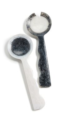 Jonathan Adler Mustique Ripple Salad Servers - Black/White - 34815 Black/White One Size