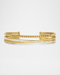 Crossover Trio 3 Row Bracelet with Diamonds in 18K Gold, 11mm