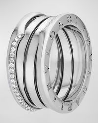B. Zero1 White Gold 3-Band Wave Ring with Diamonds, EU 51 / US 5.75