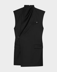 Sleeveless Cowl-Neck Blazer Dress