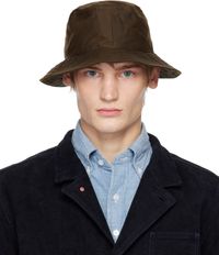 Drake's Brown Waxed Cotton Bucket Hat