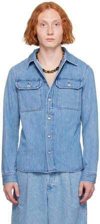 Dries Van Noten Blue Washed Denim Shirt