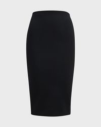 Double Wool Crepe Midi Skirt