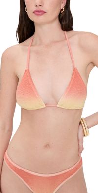 Good American Always Fits Triangle Bikini Top Peach Ring L/XL