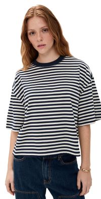 Lioness Bloom Short Sleeve White Navy Stripe M