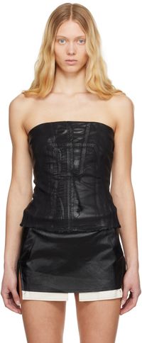 Rick Owens DRKSHDW Black Hollywood Bustier Denim Top