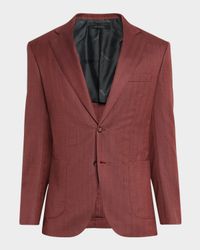 Men's Herringbone Single-Breasted Blazer
