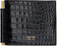 TOM FORD Portefeuille noir gaufré façon croco à pince à billets