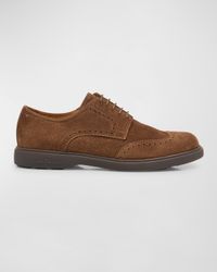 Men's Suede Wing-Tip Oxford Loafers