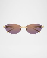 Clash de Cartier 58mm Rimless Metal Cat-Eye Sunglasses