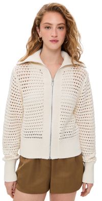 Varley Eloise Full Zip Knit Cardigan Egret M