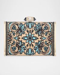 Floral Crystal Rectangle Clutch Bag