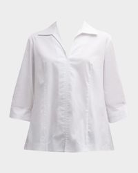 3/4-Sleeve Stretch Cotton Swing Shirt