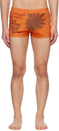 JACQUEMUS Orange Le Raphia 'Le Short De Bain' Swim Shorts