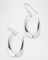 925 Classico Small Rounded Rectangle Wavy Frame Earrings