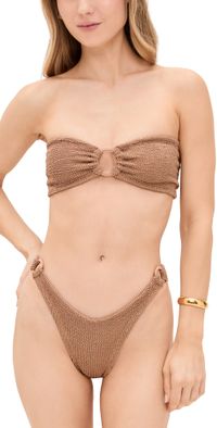 Hunza G Gloria Bikini Metallic Cocoa One Size