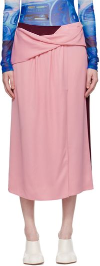 JW Anderson Jupe midi rose et bourgogne à assemblage torsadé