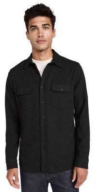 Faherty Legend Sweater Shirt Heathered Black Twill L