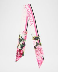 Skinny Floral Silk Twill Scarf