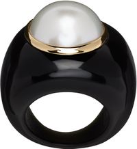 Sophie Buhai Black & Gold Pearl Moon Ring