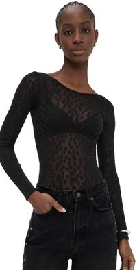 Wolford Sweet Dots String Thong Bodysuit Black S