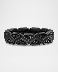 Men's Hex Band Ring in Black Titanium with Black Diamonds, 6mm