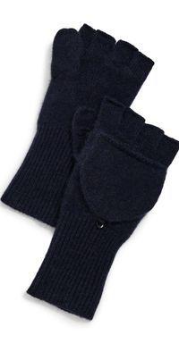 White & Warren Cashmere Pop Top Gloves Grey Heather One Size