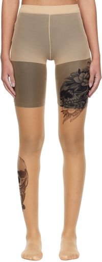 Junya Watanabe Beige Printed Tights