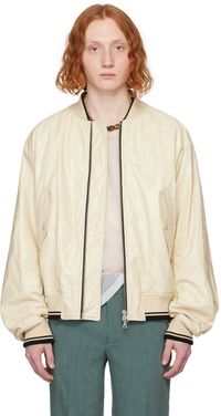 Dries Van Noten Beige Zip Bomber Jacket
