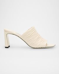 Lua Ruched Leather Stiletto Mules