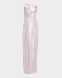 Strapless Foiled Mikado Column Gown