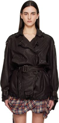 Acne Studios Brown Belted Leather Jacket